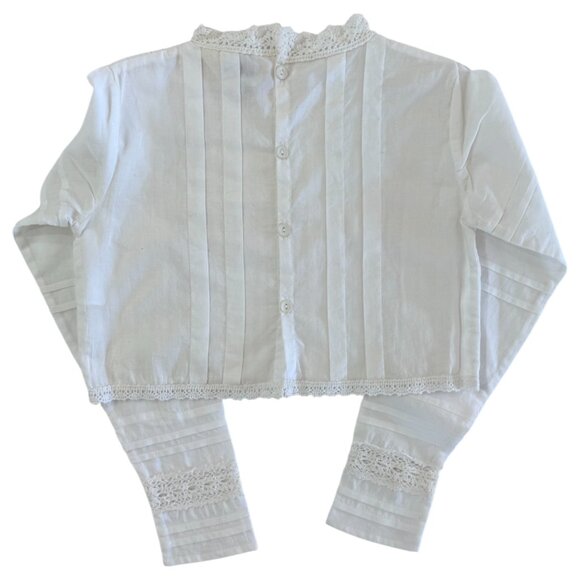ATELIER BARN - BACK BUTTONED SHIRT WITH LACE - 100% COTTON - 4Y - NEW NO TAG - Picture 3 of 5